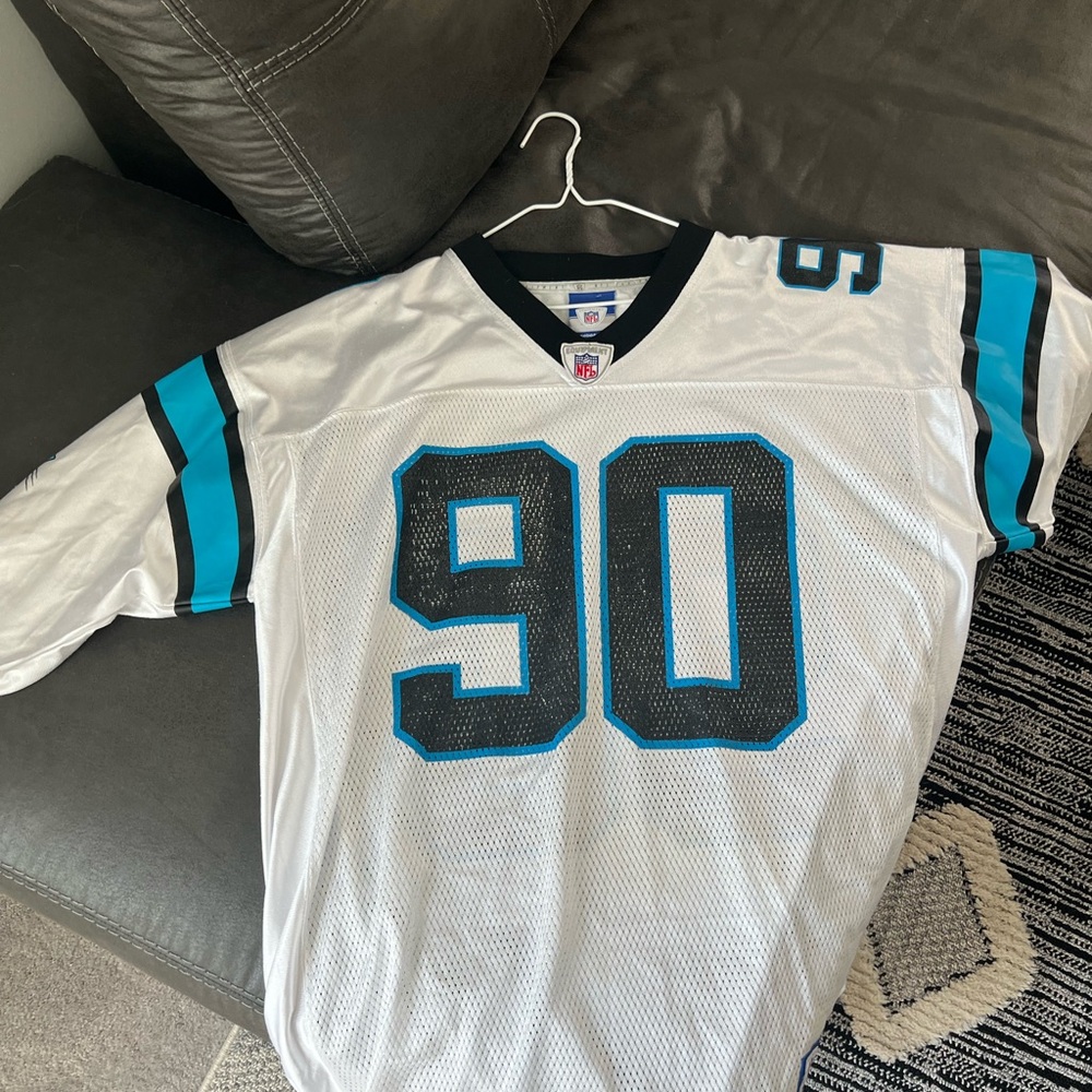 Carolina Panthers #90 White Short Sleeve Football Jersey